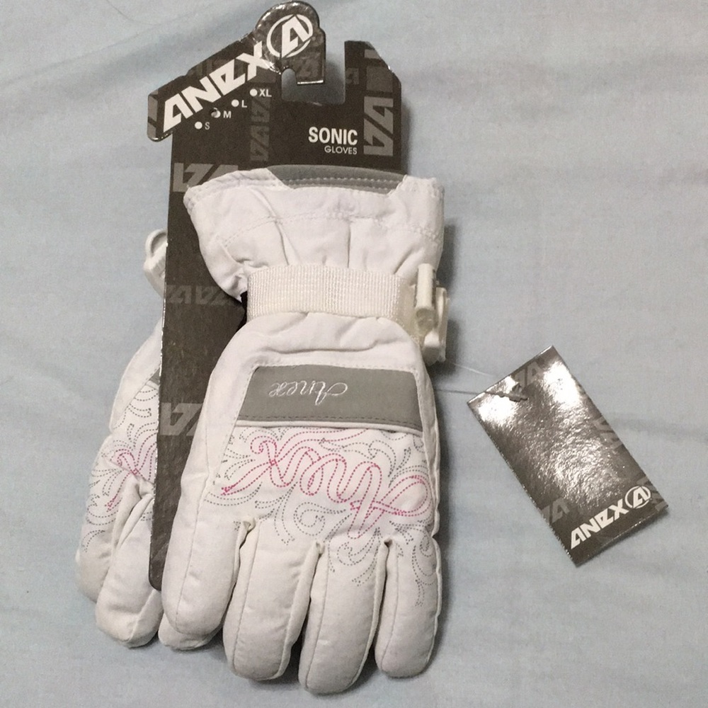 Anex Sonic White Ski Snow Gloves for Girls